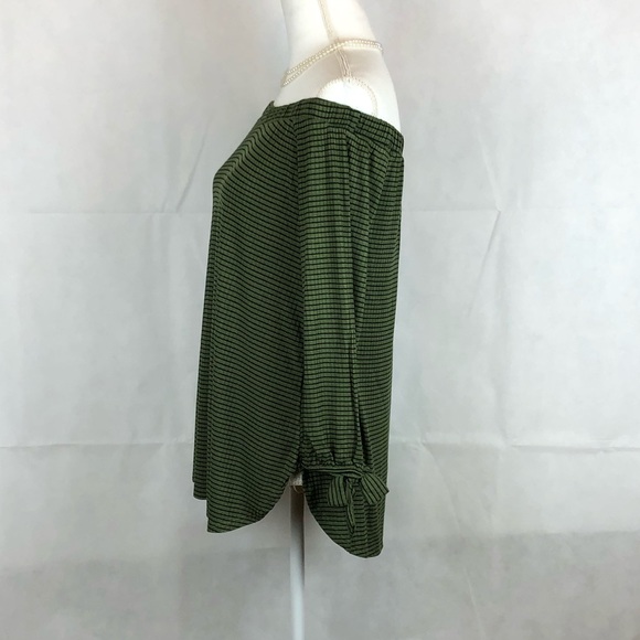 Jella C Green Black Strips Off The Shoulder Top - Picture 3 of 6